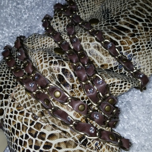 Snake skin boots, with snap sides, chain & bling - Picture 2 of 8